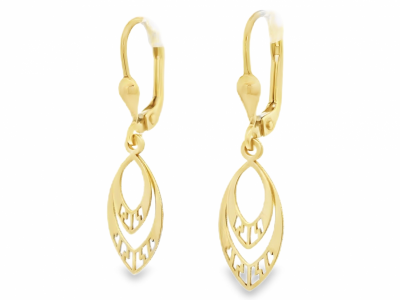 Bijuterii din aur - cercei de aur dama atarnatori - aur pur 14K, culoare aur galben