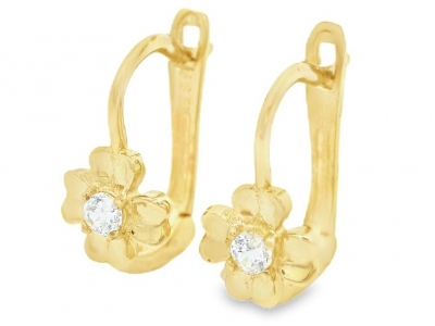 Cercei aur 14K copii floricele cristale zirconia