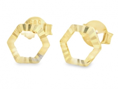 Cercei surub aur 14K colectia sparkle hexagon