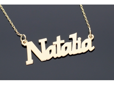 Lantisor cu nume Natalia aur 14K orice nume la comanda  - autentic din aur 14K, culoare aur galben