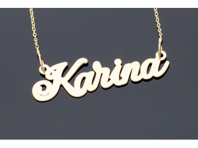 Lantisor personalizat cu nume Karina,orice nume realizat la comanda, aur galben 14K