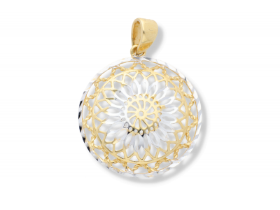 Medalioane aur dama model mandala  - aur pur 14K, culoare aur galben si alb