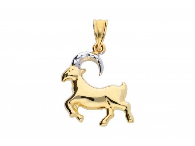 Bijuterii din aur - Pandantive dama aur 14K alb si galben zodie capricorn