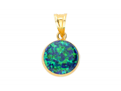 Pandantive dama din aur 14K galben opal verde